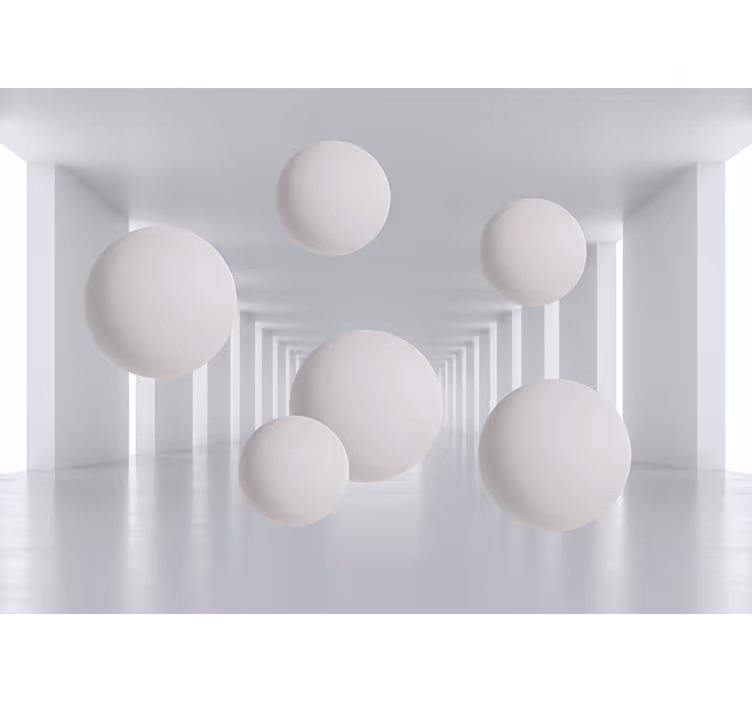 White window blind with spiked white spheres tunnel - TenStickers
