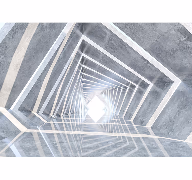White window blind with 3d geometric tunnel design - TenStickers