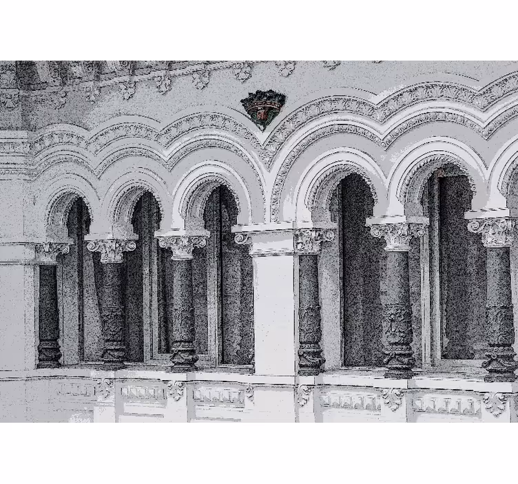 White window blind old architecture 3d design - TenStickers