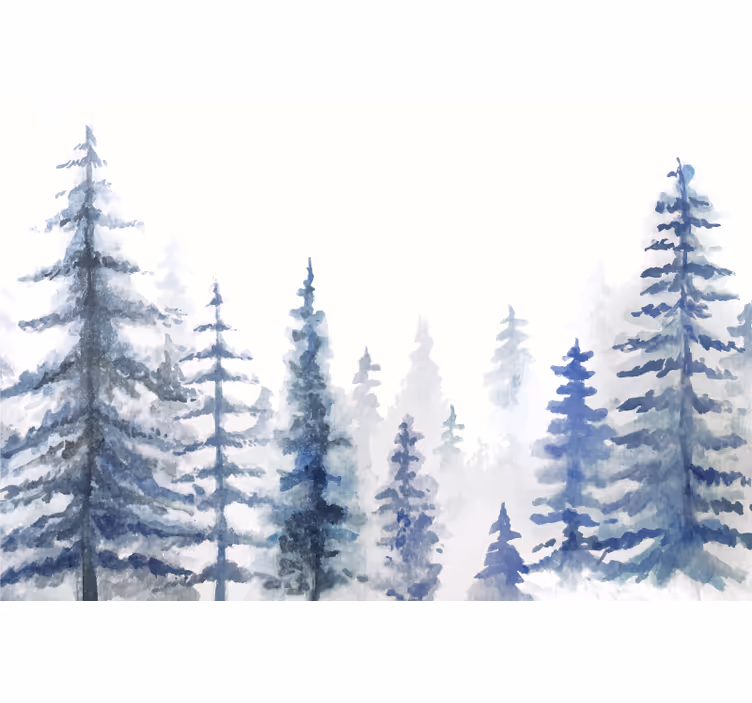 White window blind misty forest wallpaper - TenStickers