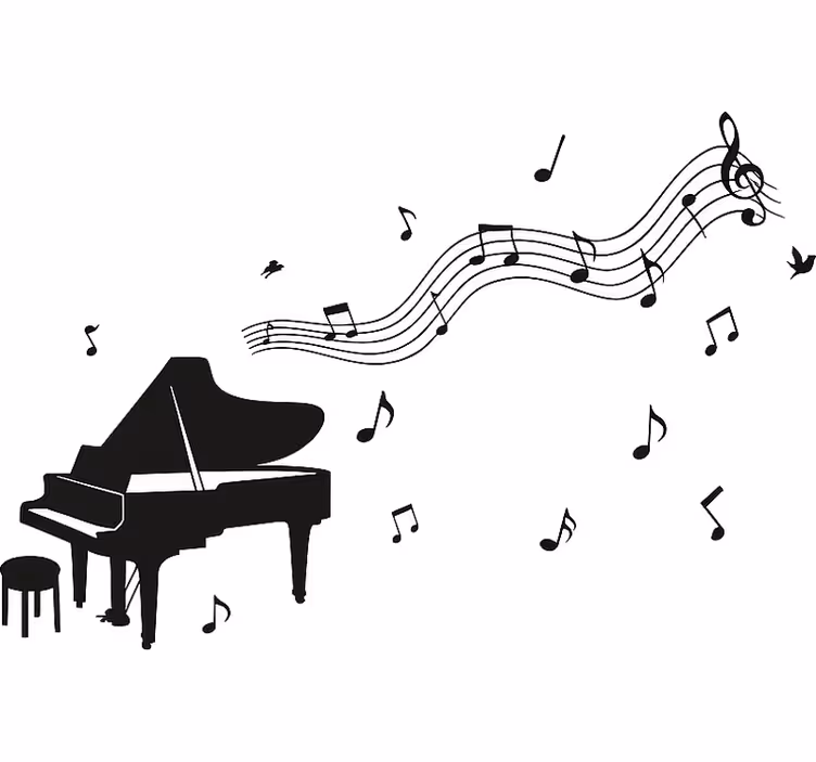 White window blind with piano and music notes - TenStickers