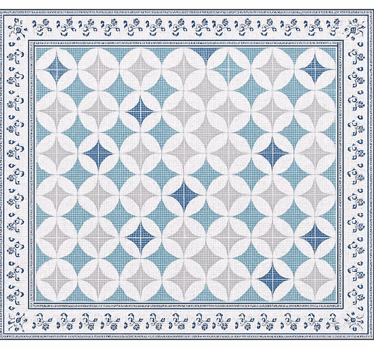 Living room blind vintage blue tile design - TenStickers