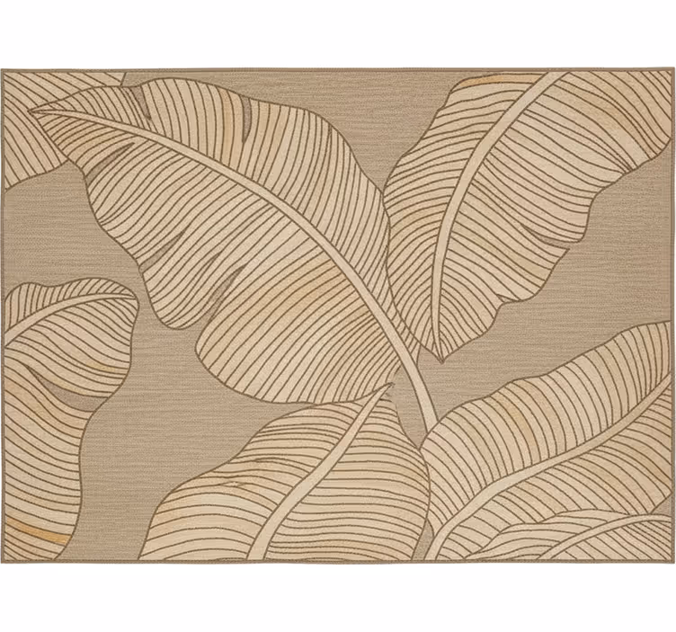 Living room blind beige large leaf pattern - TenStickers