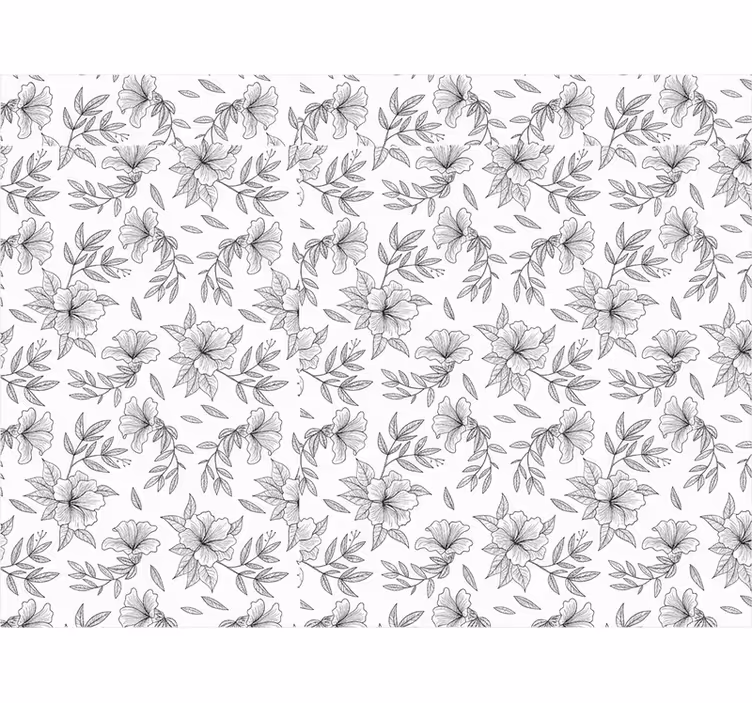 Living room blind black and white floral design - TenStickers