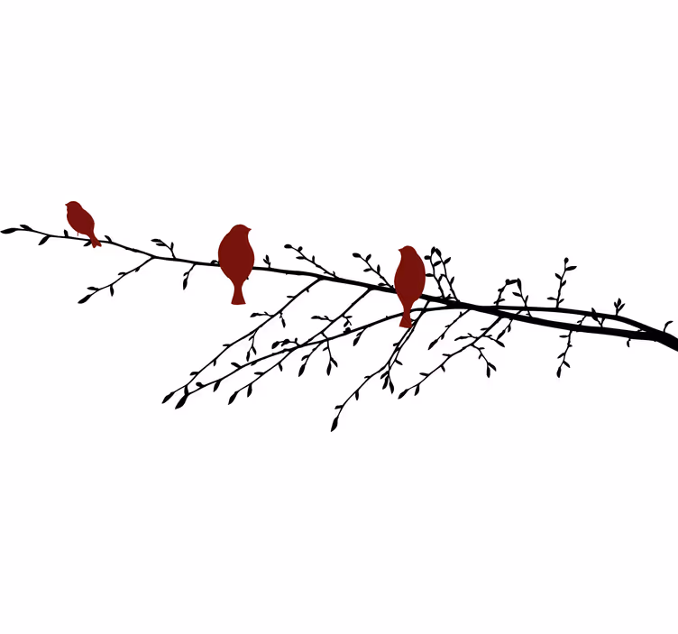 Blind bedroom red birds on branch - TenStickers