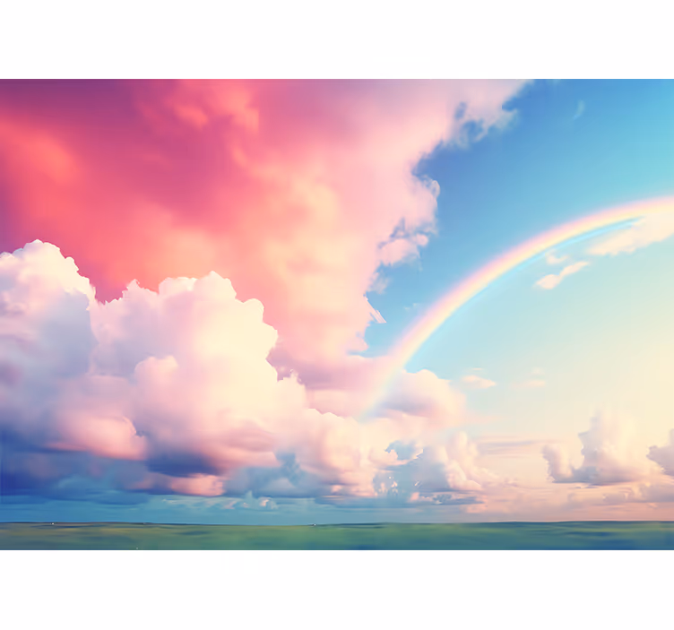 Blind children enjoying a cloudy sky with rainbow - TenStickers