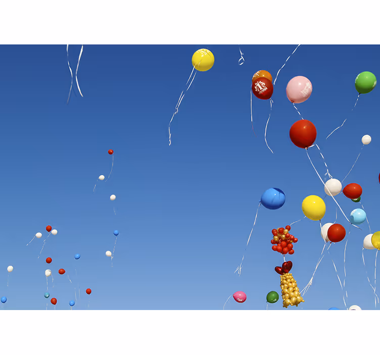 Blind children enjoy bright balloons in the sky - TenStickers