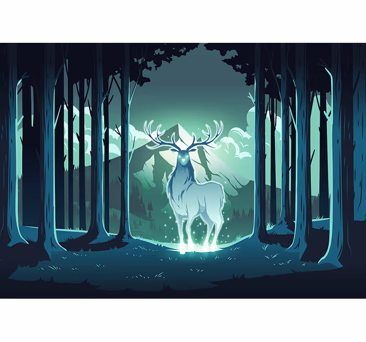 Blind children magical deer in the forest - TenStickers