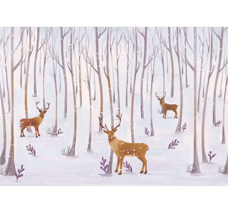 Blind children scandinavian winter forest animals - TenStickers