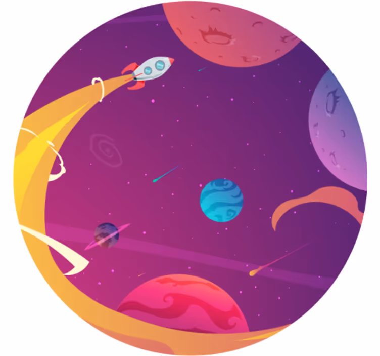 Blind children cartoon rocket in space - TenStickers