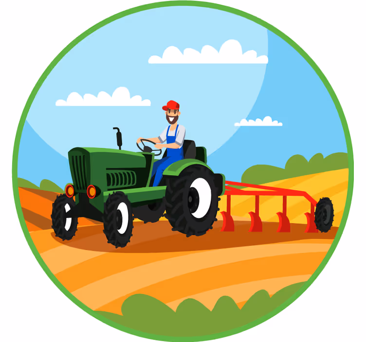 Blind children ploughing tractor - TenStickers