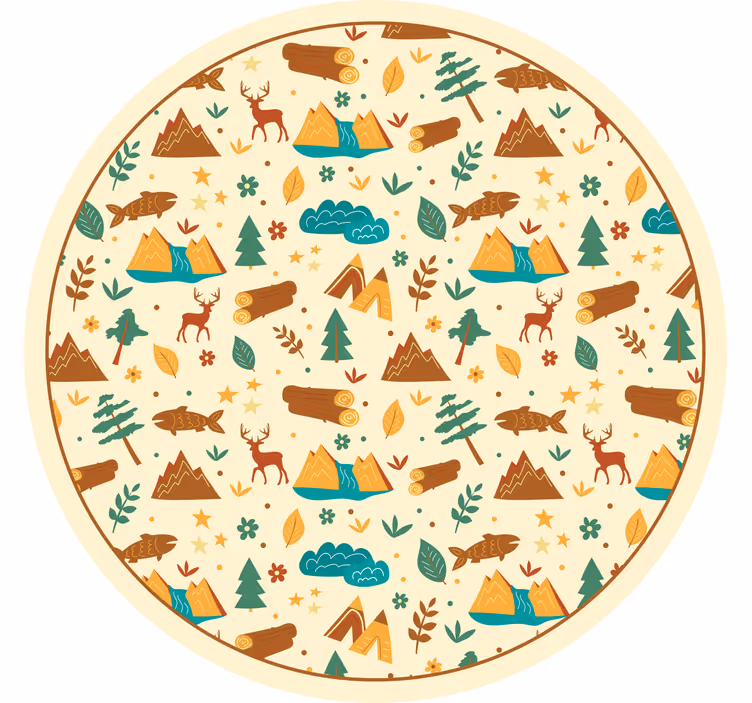 Blind children hand-drawn camping mountain items - TenStickers