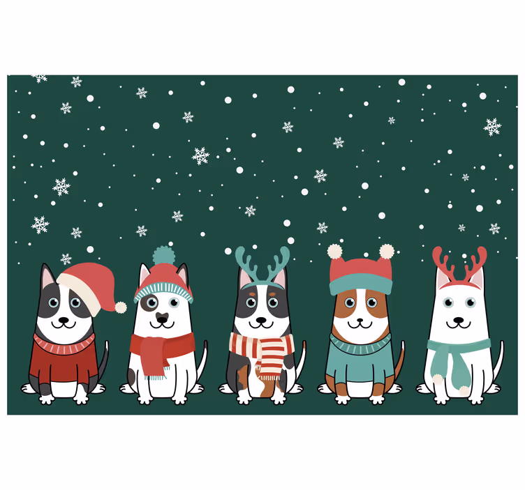 Blind children christmas dogs - TenStickers