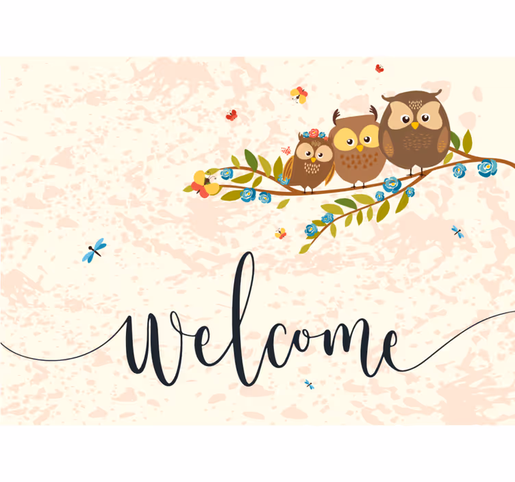Blind children 3 owls and welcome text - TenStickers