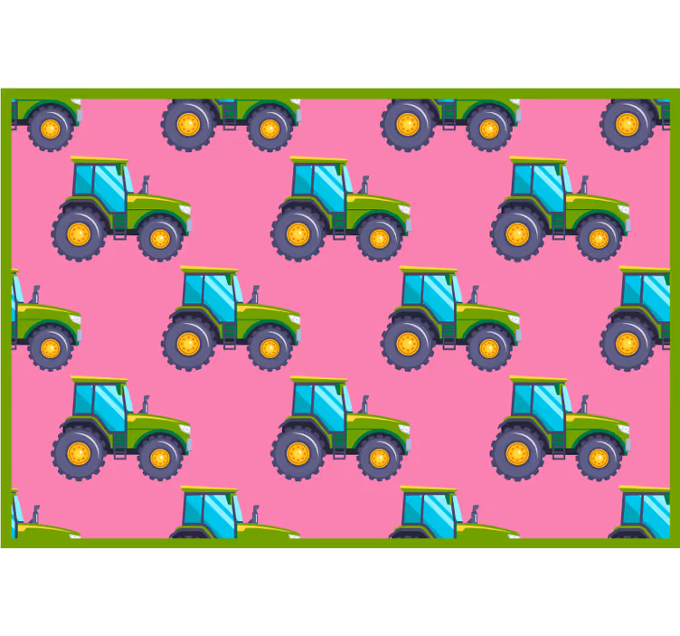 Blind children pink and green tractor pattern - TenStickers