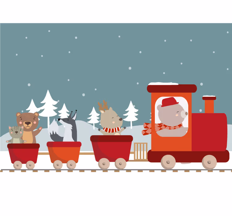 Blind children with animals on train - TenStickers