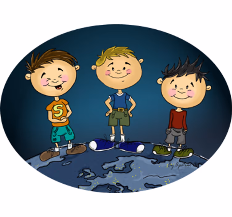 Blind children world-themed kids adhesive sticker - TenStickers