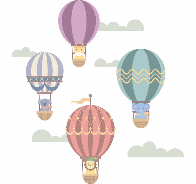 Blind children flying balloons with animals - TenStickers