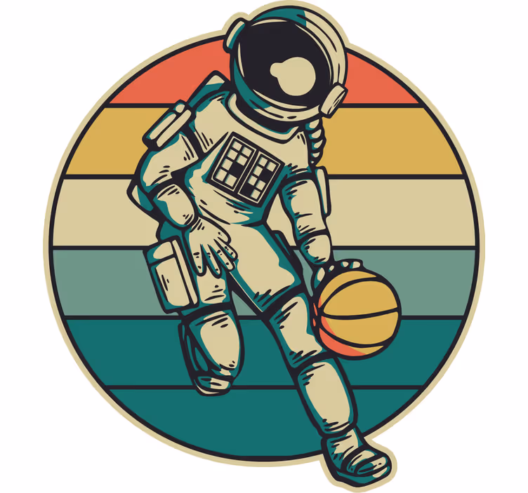 Blind children vintage astronaut playing basketball - TenStickers