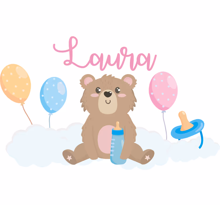 Blind children cute bear for girl with name - TenStickers