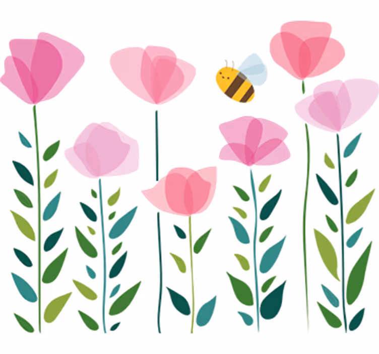 Blind children love pink flowers and a bee - TenStickers