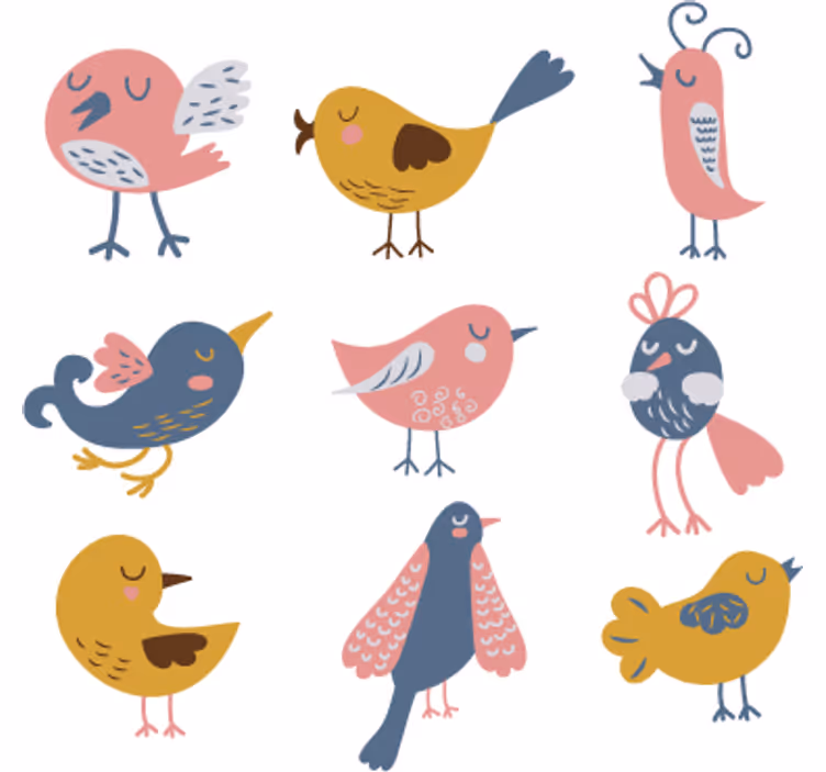 Blind children nine bird sticker - TenStickers
