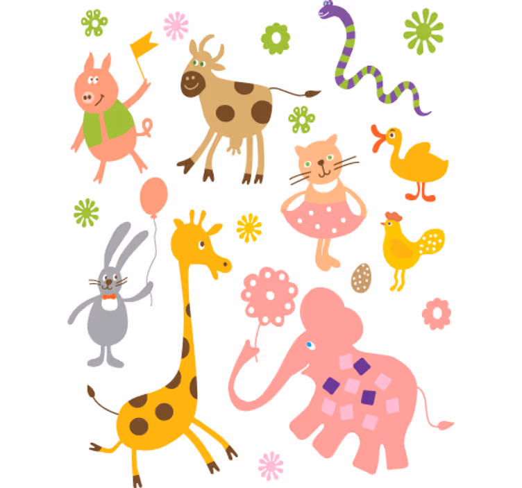 Blind children animal drawings sticker - TenStickers