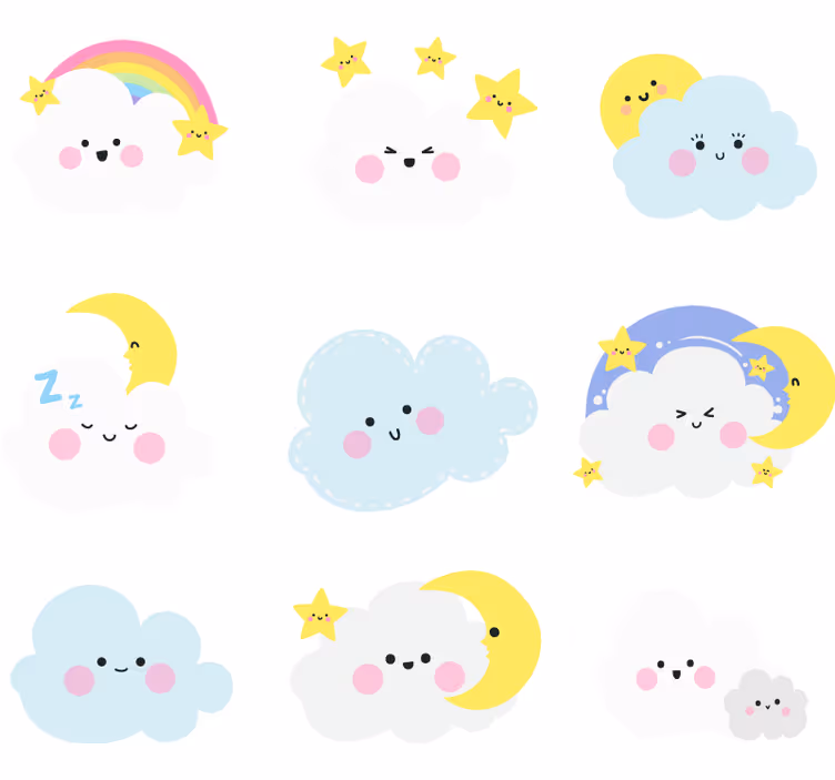 Blind children white and blue clouds - TenStickers