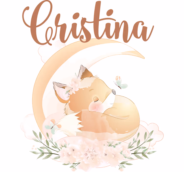 Blind children cute fox with name - TenStickers