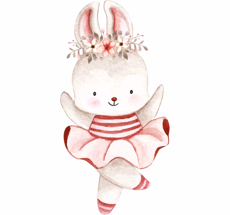 Blind children rabbit ballerina in roses - TenStickers