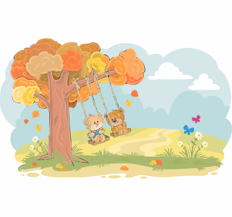 Blind children teddy bears in the woods - TenStickers