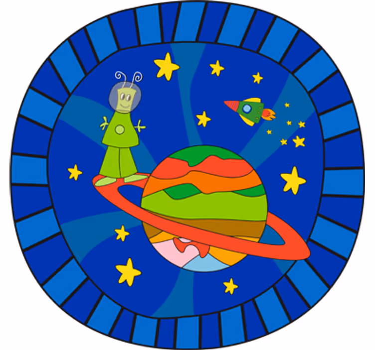 Blind children green alien vinyl wall decal - TenStickers