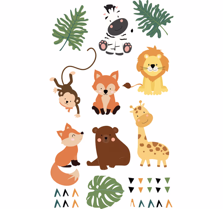 Blind children cute wild animals with leaves - TenStickers