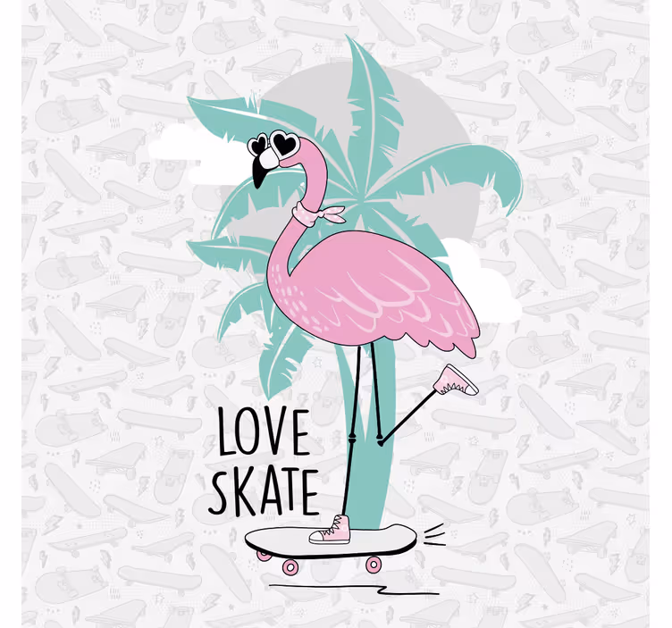 Blind children hand-drawn flamingo skating - TenStickers