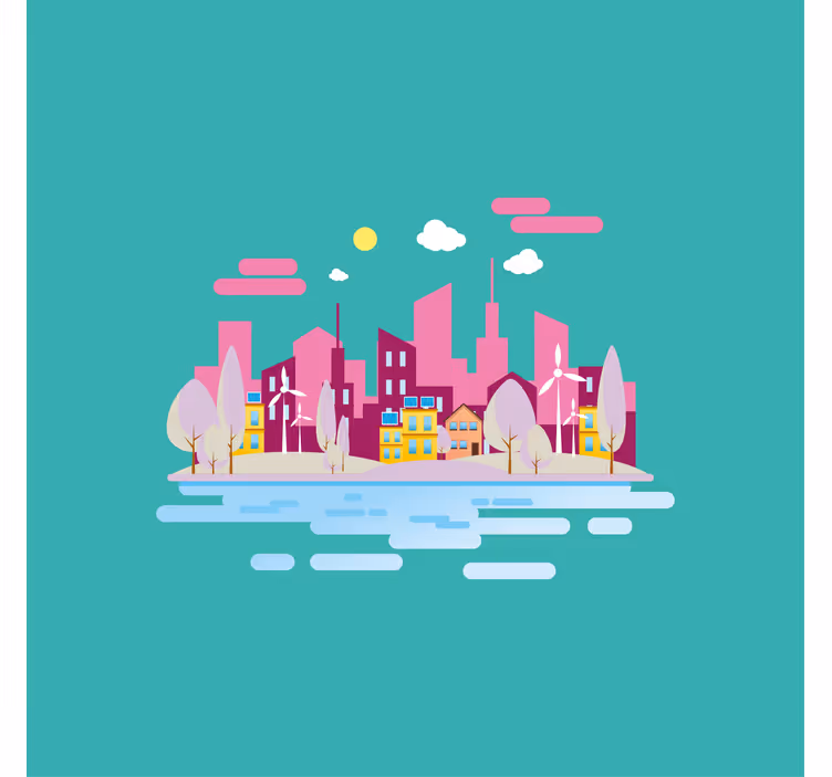 Blind children in a pink coastal city - TenStickers