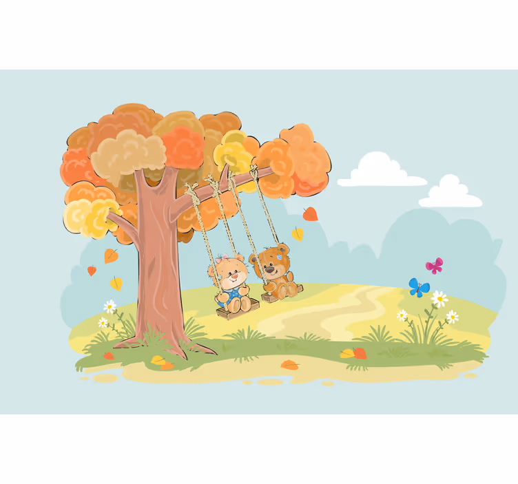 Blind children teddy bears in the woodland - TenStickers