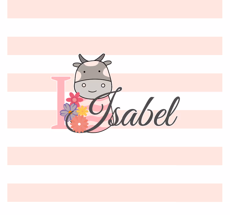 Blind children cute animal cow with name - TenStickers