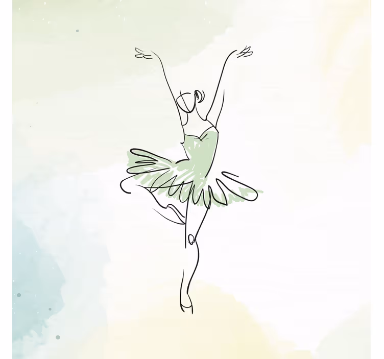 Blind children ballerina in pose line art - TenStickers