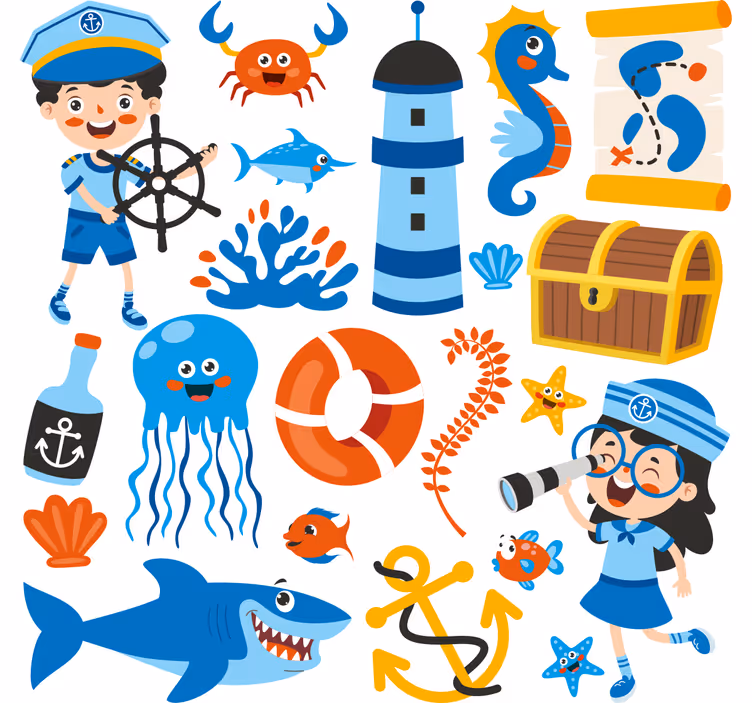 Blind children pirate and sea life adventures - TenStickers