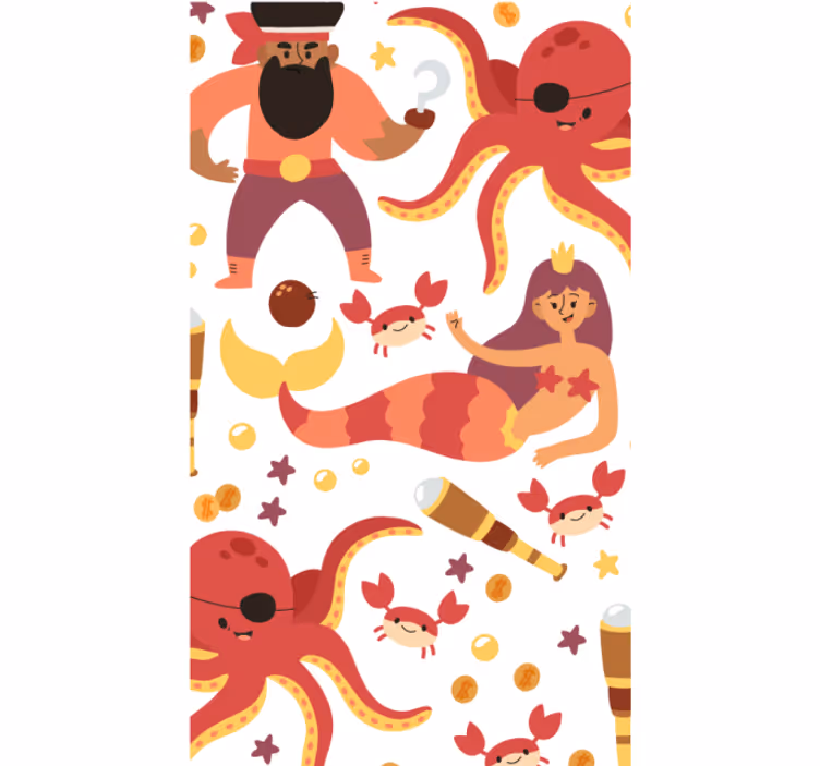 Blind children pirate octopus shower curtain - TenStickers