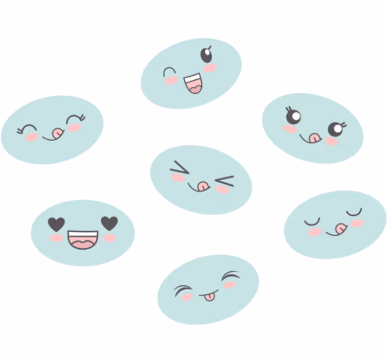 Blind children adorable anime faces - TenStickers