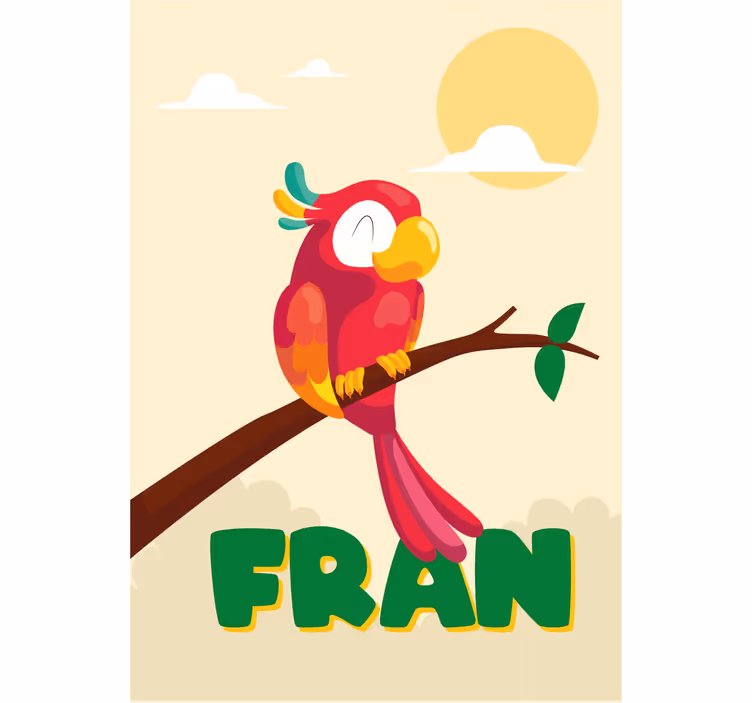 Blind children red parrot with name - TenStickers