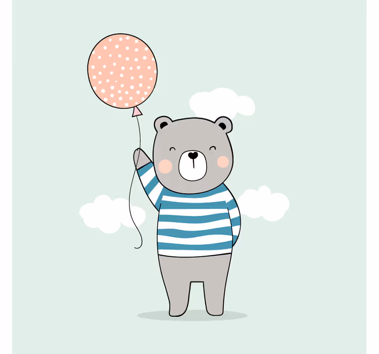 Blind children cuddly bear with balloon - TenStickers