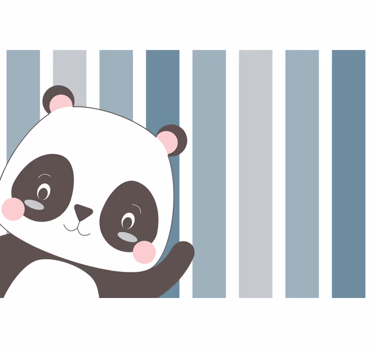 Blind children happy panda striped background - TenStickers