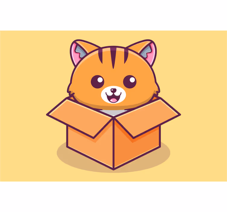 Blind children cat in a box - TenStickers