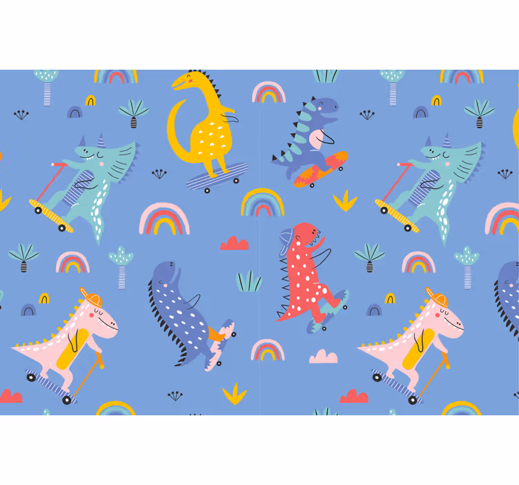 Blind children cute skater dinosaurs - TenStickers