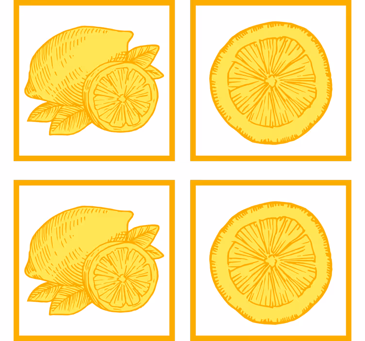 Blind kitchen orange and lemon sketch tiles - TenStickers