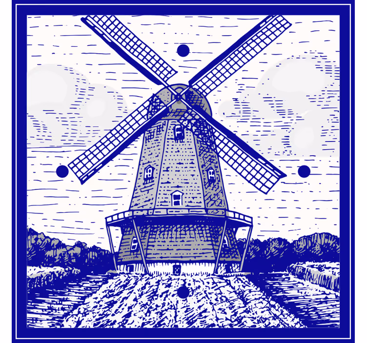 Blind kitchen delft blue design - TenStickers