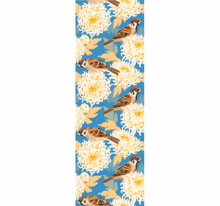 Blind kitchen aquarella birds and leaves pattern - TenStickers