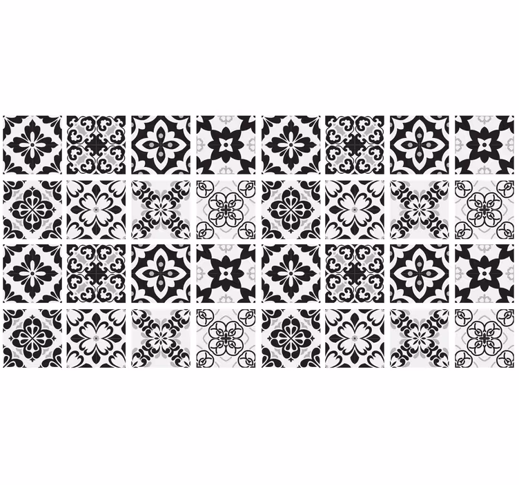 Blind kitchen black and white tiles - TenStickers